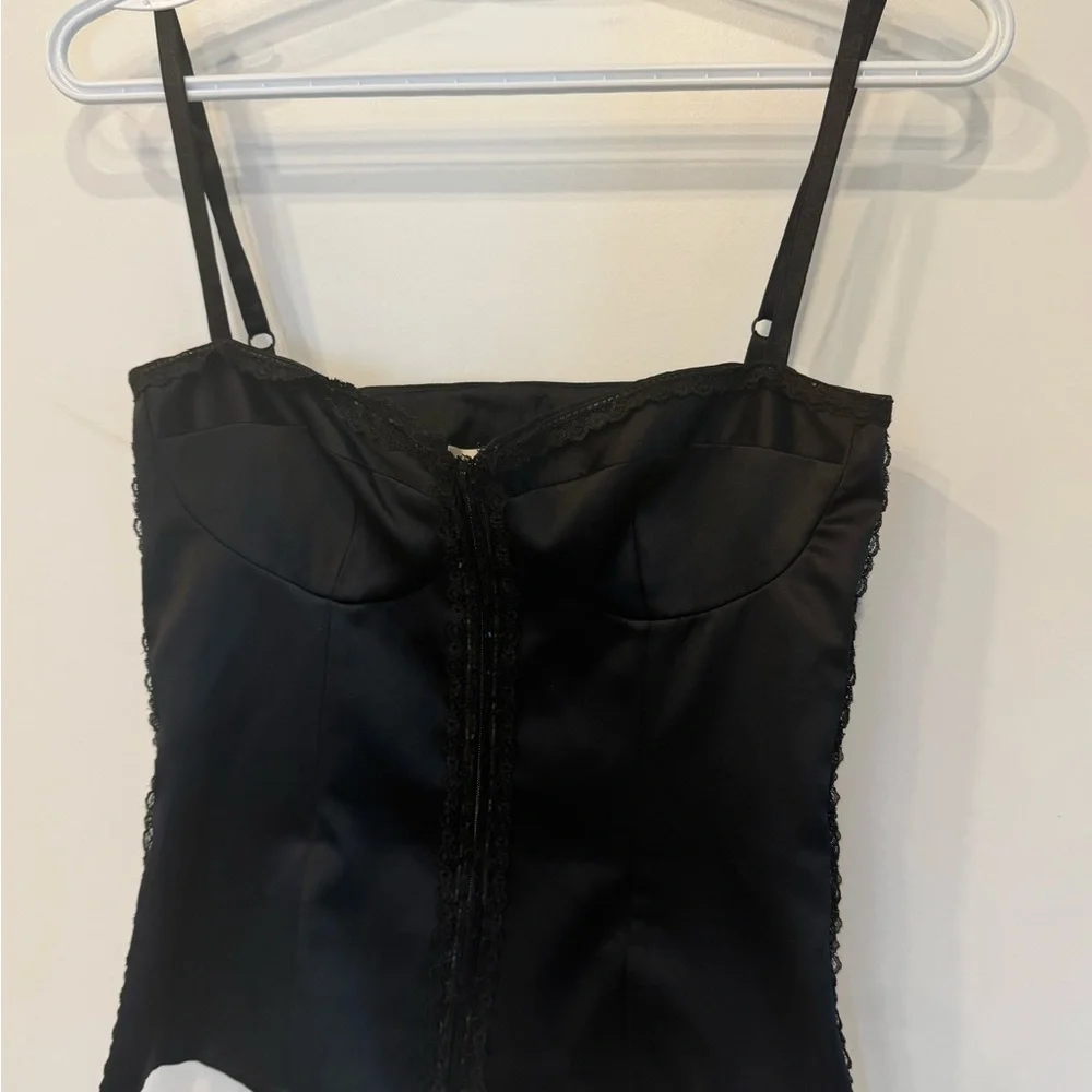 St. John Black Satin BUSTIER CORSET Top US 0- 2 - Picture 2 of 12